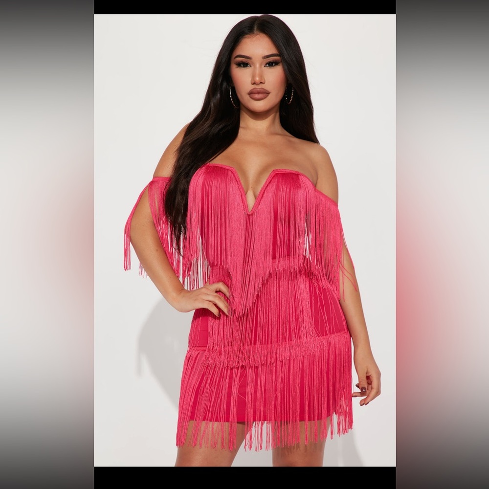 Fashion Nova - Save The Last Dance Fringe Mini Dress - Hot Pink